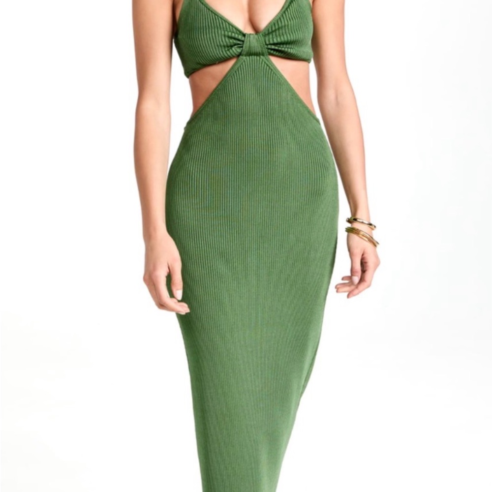 Cult Gaia Backless Green Dress
